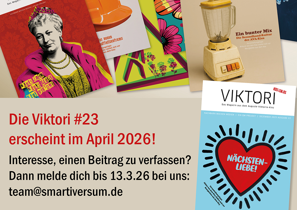 Collage mit Titelbildern der Kiezzeitung VIKTORI